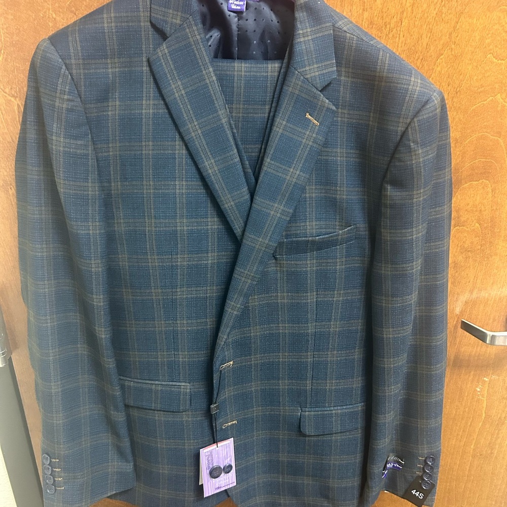 Classic Navy Checkered Men's Suit